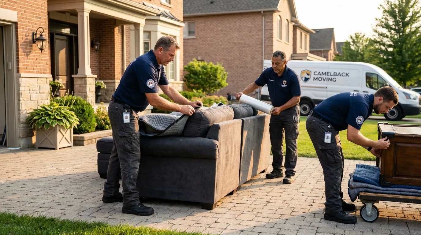 Large estate moving crew wrapping furniture in Sterling, VA